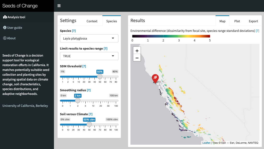 View of Seeds of Change online tool